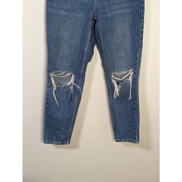 TopShop Mom Jeans Distressed Knees Blue Denim Jeans - Size W26 L28 Petite - Picture 3 of 7